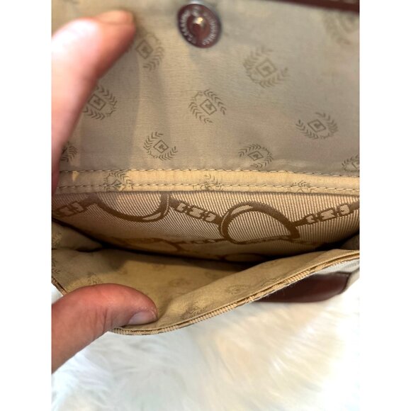 Chaps Beige & Brown Crossbody Bag With Adjustable Strap Travel Work Handbag 30” - Picture 7 of 8